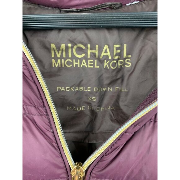 Michael Kors Womens XS Packable Down Puffer Jacket Nylon Plum - Picture 4 of 7